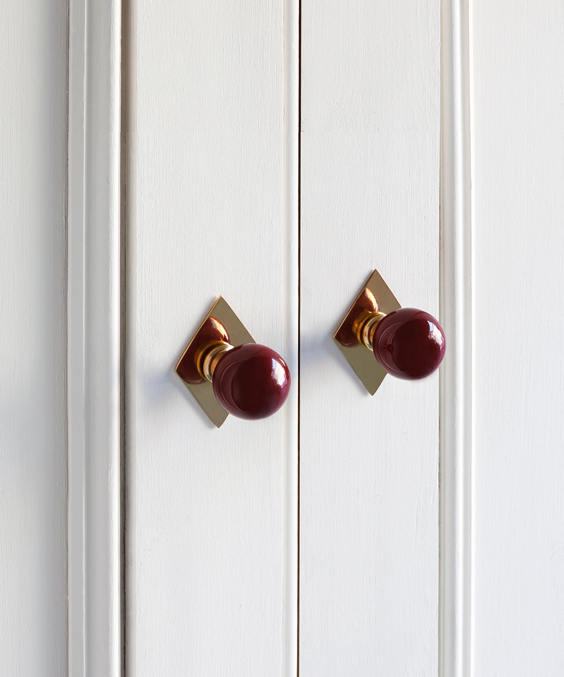 Coloured Knob, Cherry, Brass