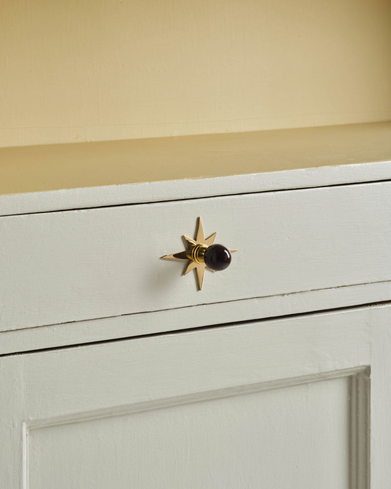 Coloured Knob, Chocolate, Brass