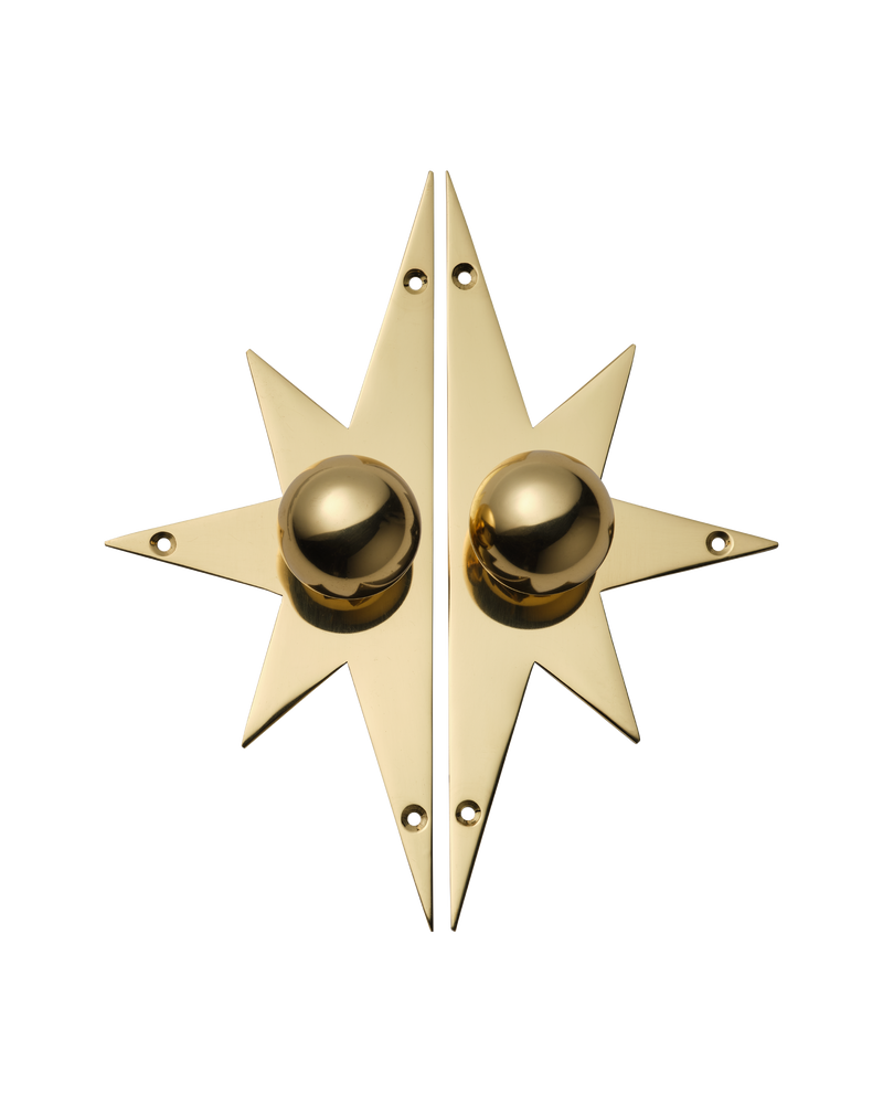 Pair of Star Backplates, Polished Brass