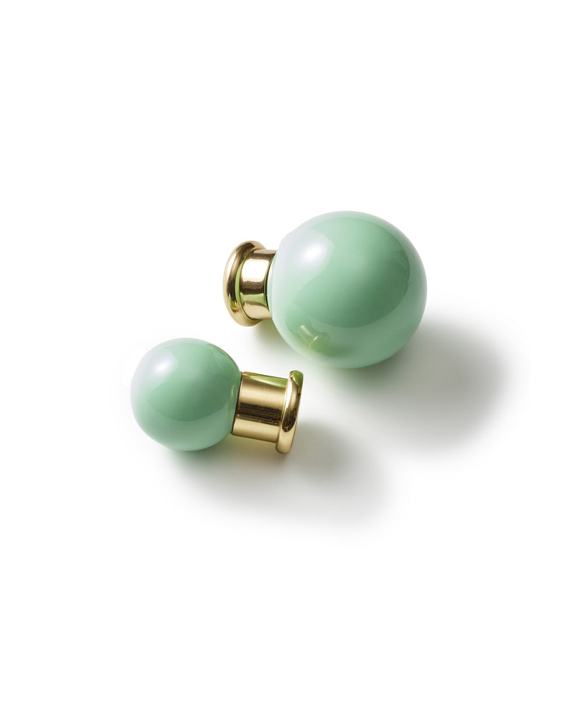 Coloured Knob, Celadon, Brass