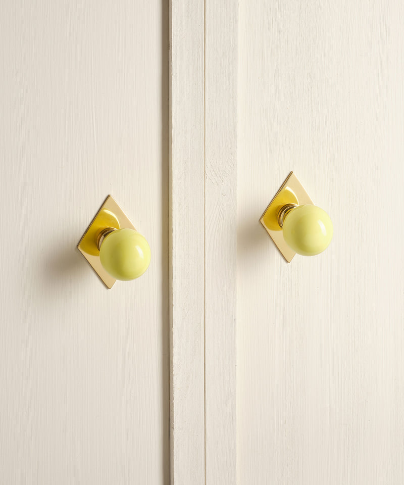 Coloured Knob, Citron, Brass