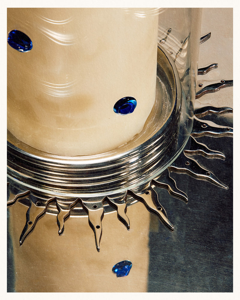 Sunburst Pillar Candle Holder, Nickel