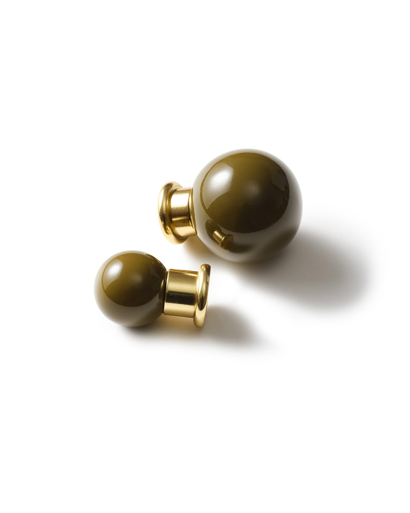 Coloured Knob, Khaki, Brass