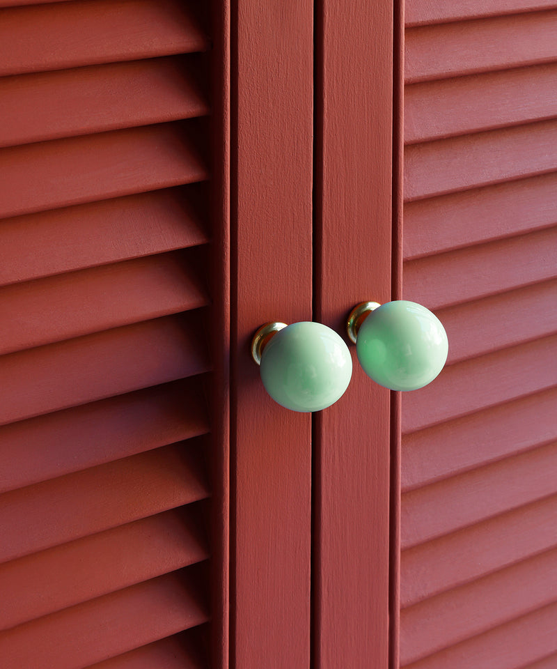 Coloured Knob, Celadon, Brass