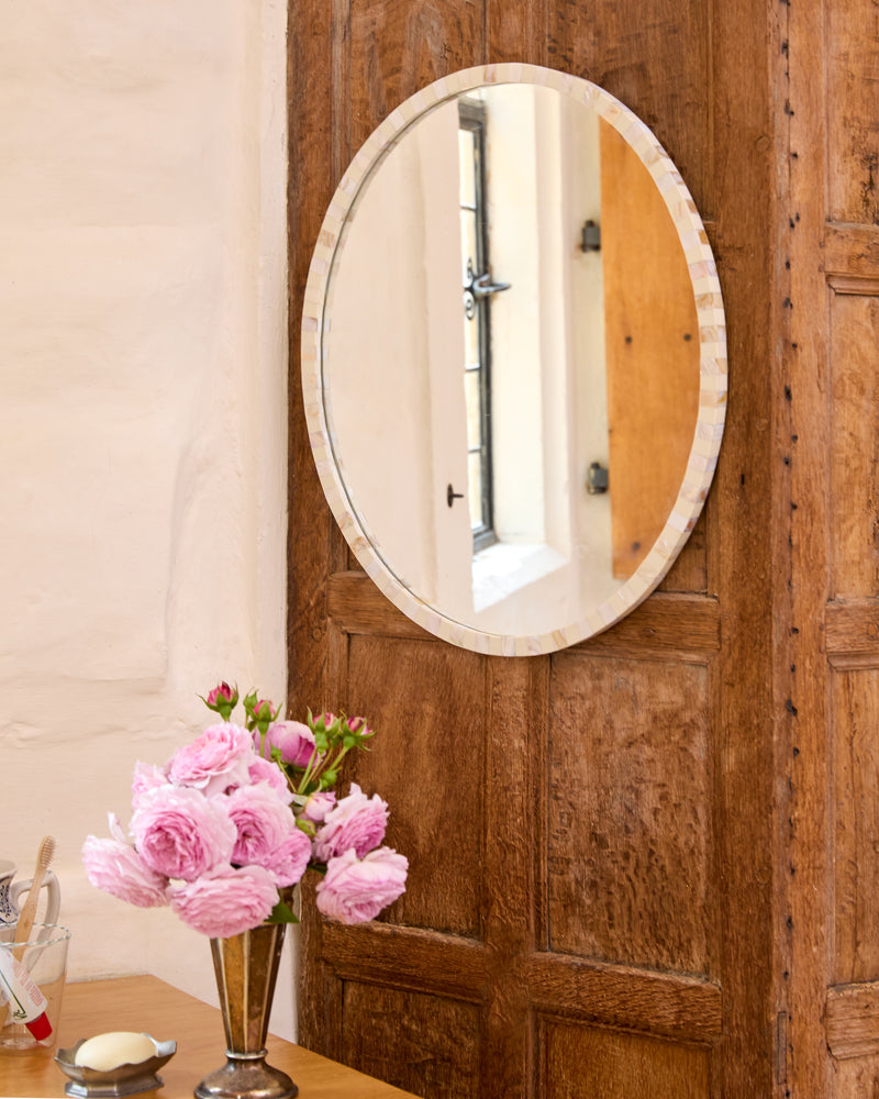 Pearl Oval Mirror, Milk
