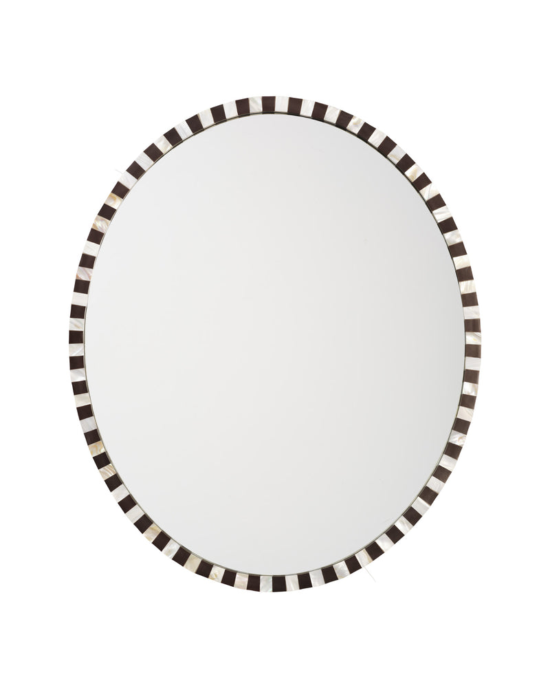 Oval Pearl Mirror, Chocolate