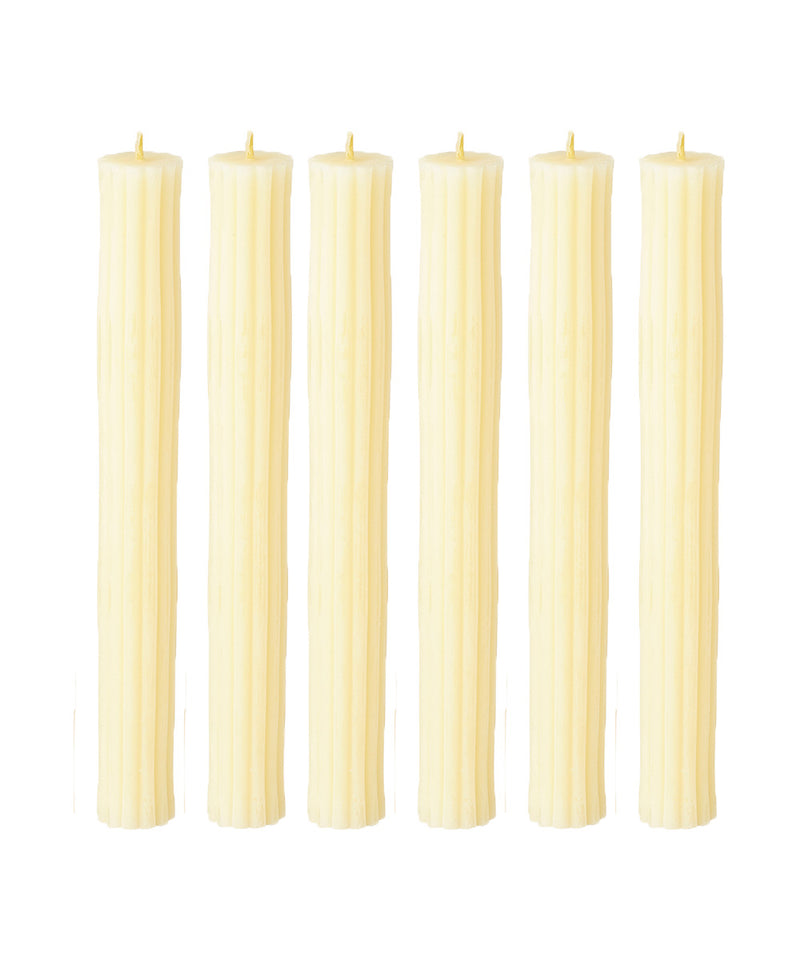 Ribbed Beeswax Candles Pack, Ivory