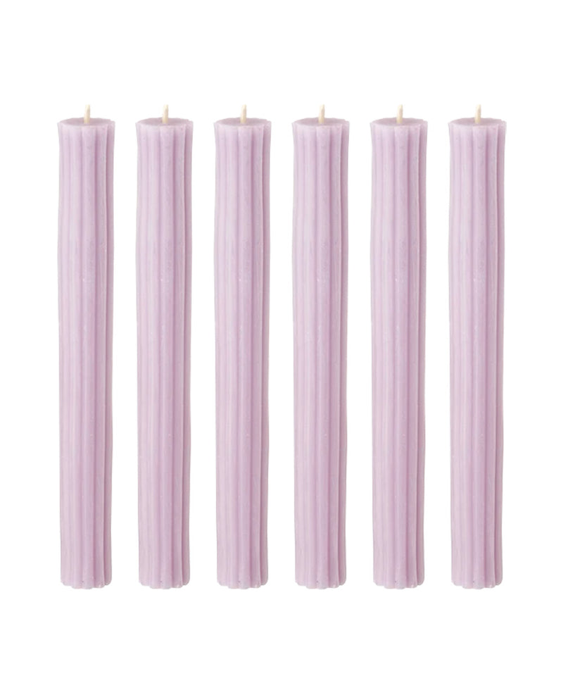 Ribbed Beeswax Candles Pack, Lilac