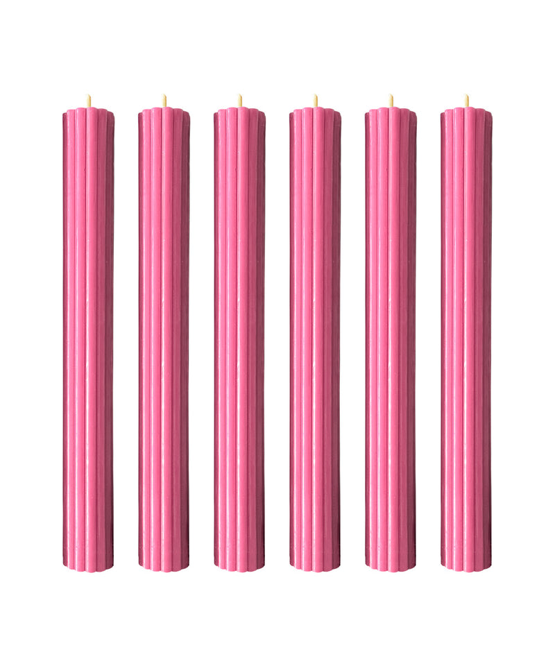 Ribbed Beeswax Candles Pack, Raspberry