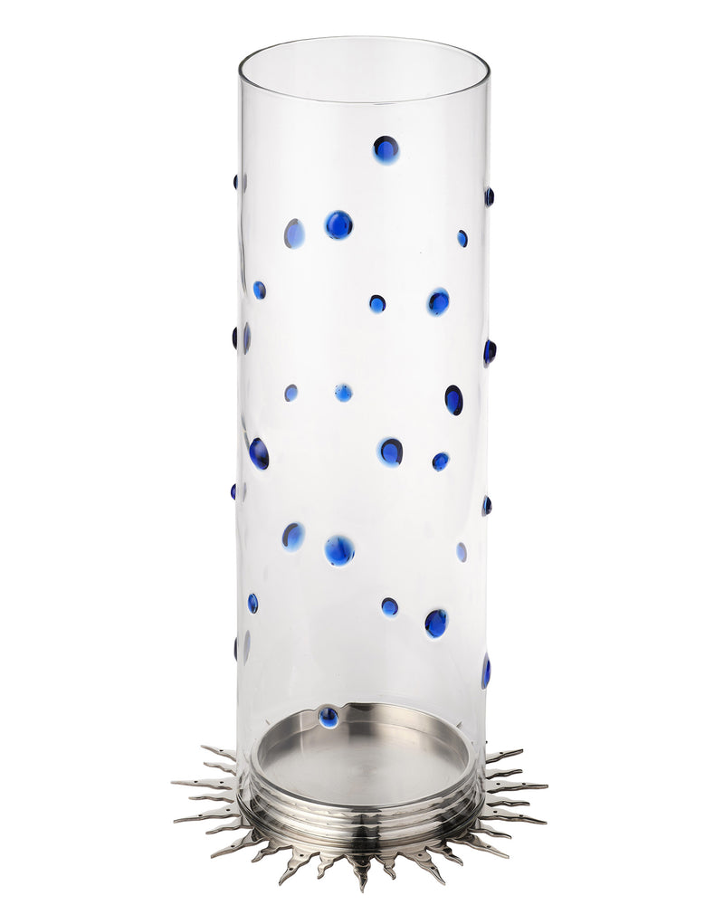 Embellished Glass Hurricane, Lapis