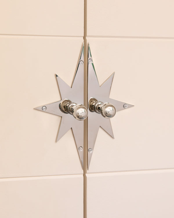 Pair of Star Backplates, Polished Nickel