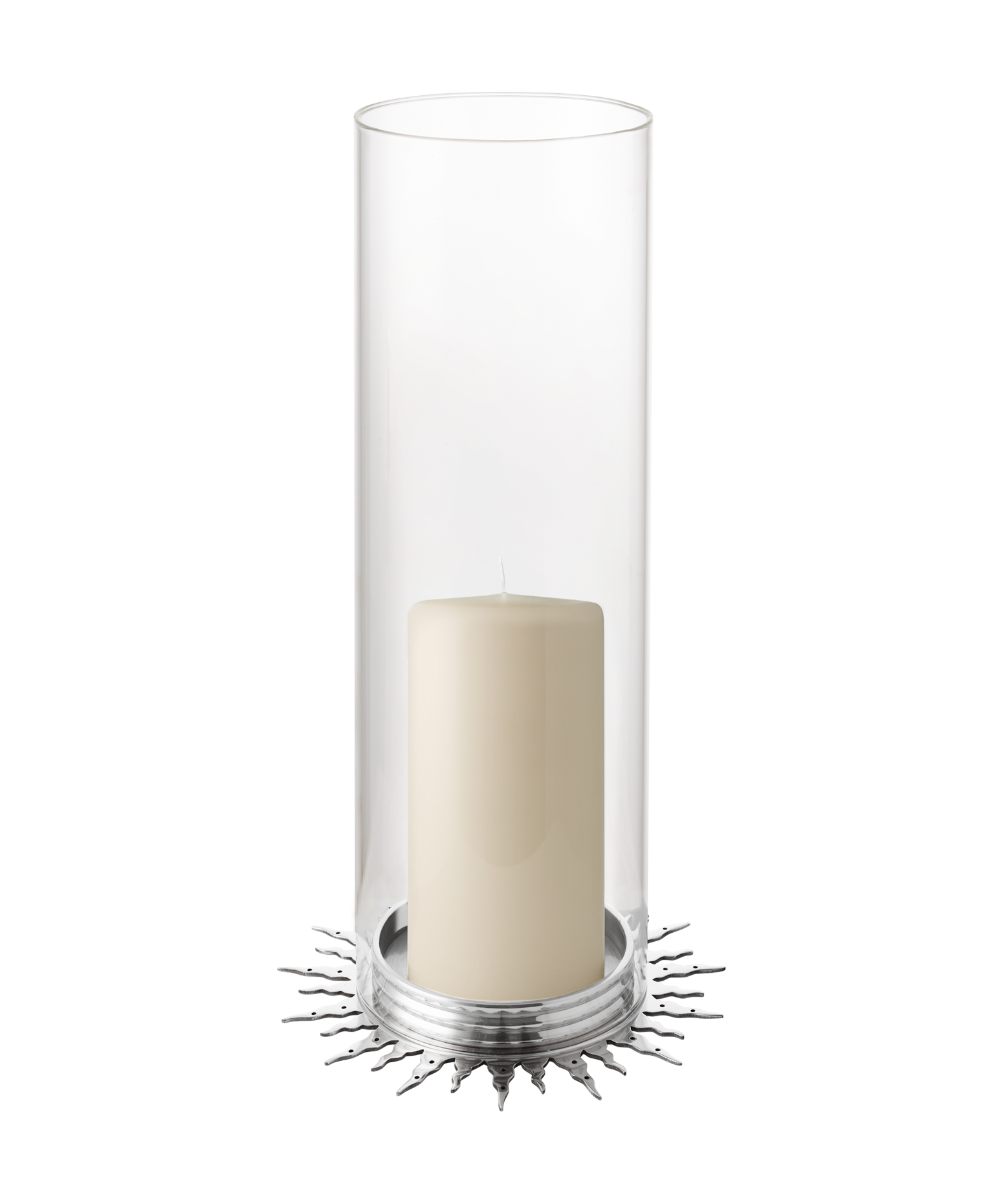 Sunburst Pillar Candle Holder, Nickel