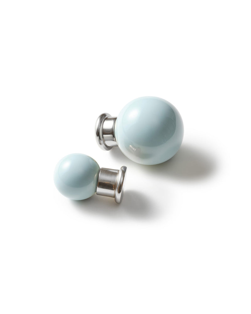 Coloured Knob, Pale Blue, Nickel