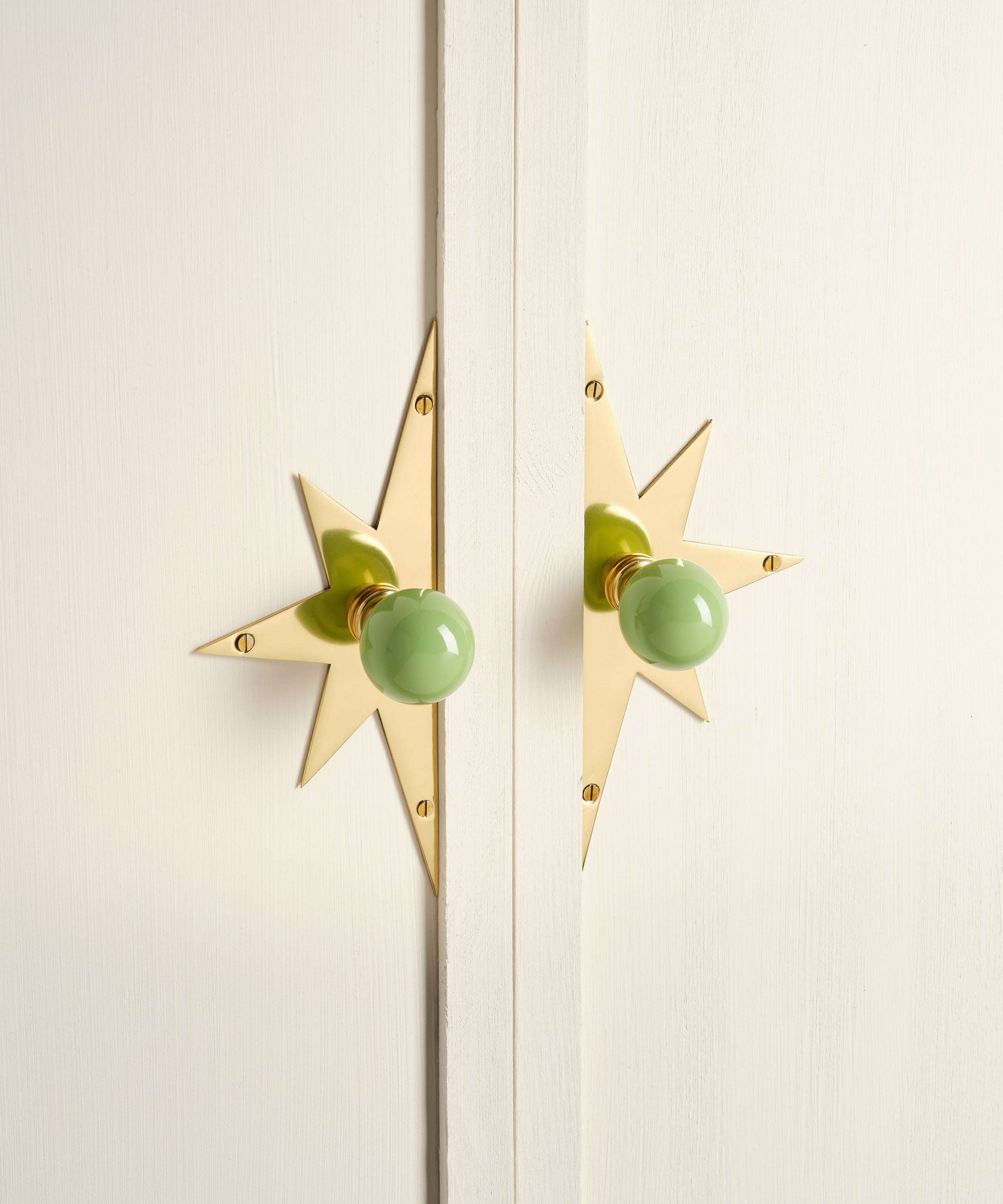 Coloured Knob, Pistachio, Brass