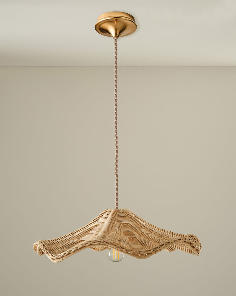 Rattan Wave Pendant Shade, Natural