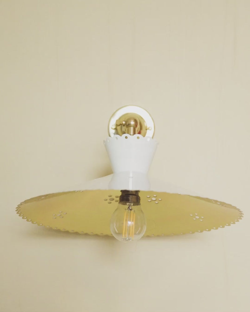 Floral Brass Wall Light, Cream