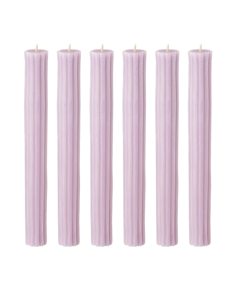 Ribbed Beeswax Candles Pack, Lilac