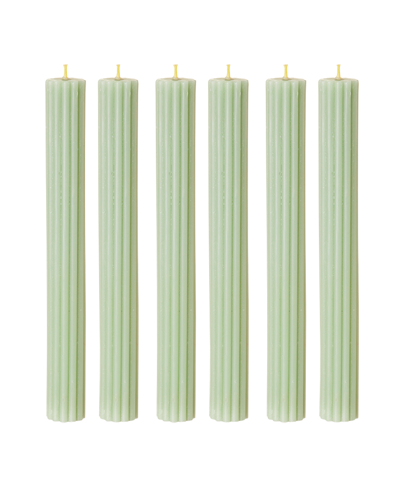 Ribbed Beeswax Candles Pack, Pistachio